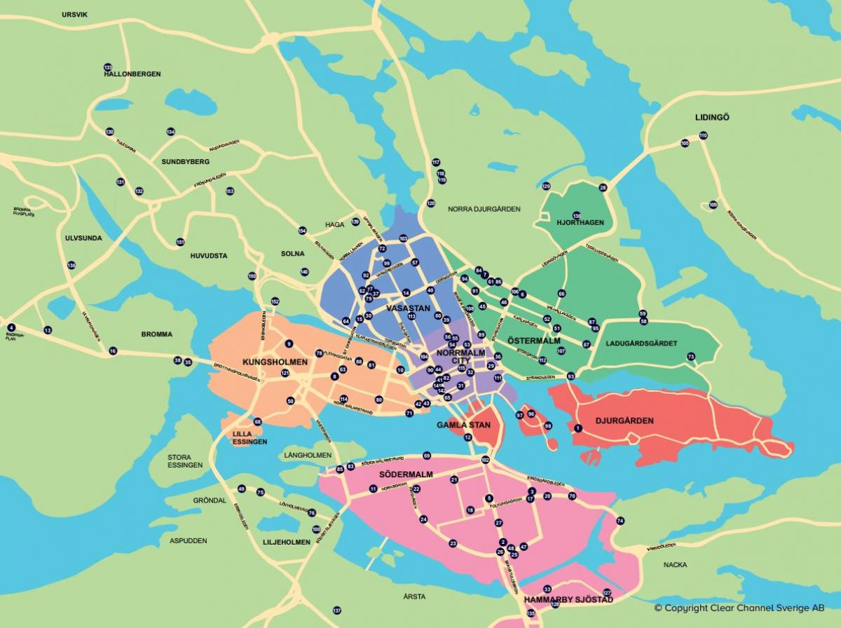 mapa da cidade de bicicleta mapa de Estocolmo