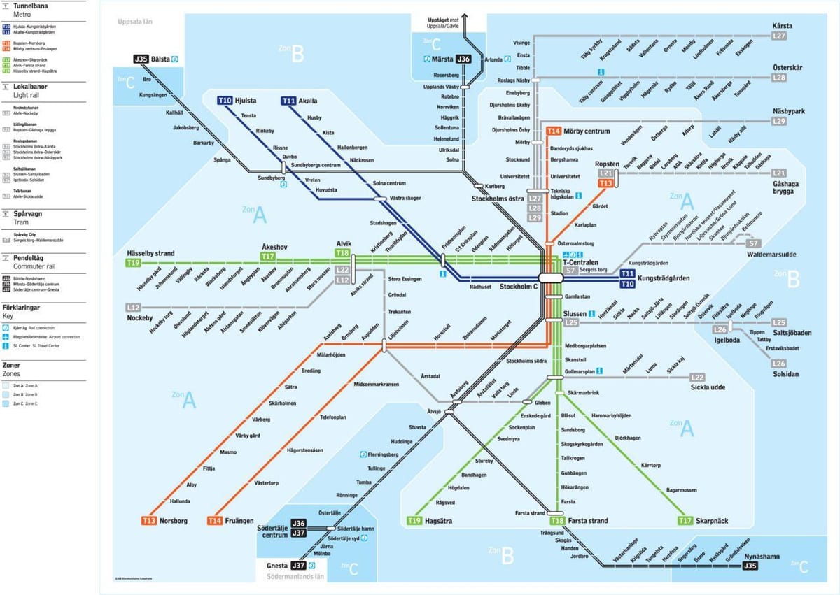 Estocolmo, a estação central de comboios mapa
