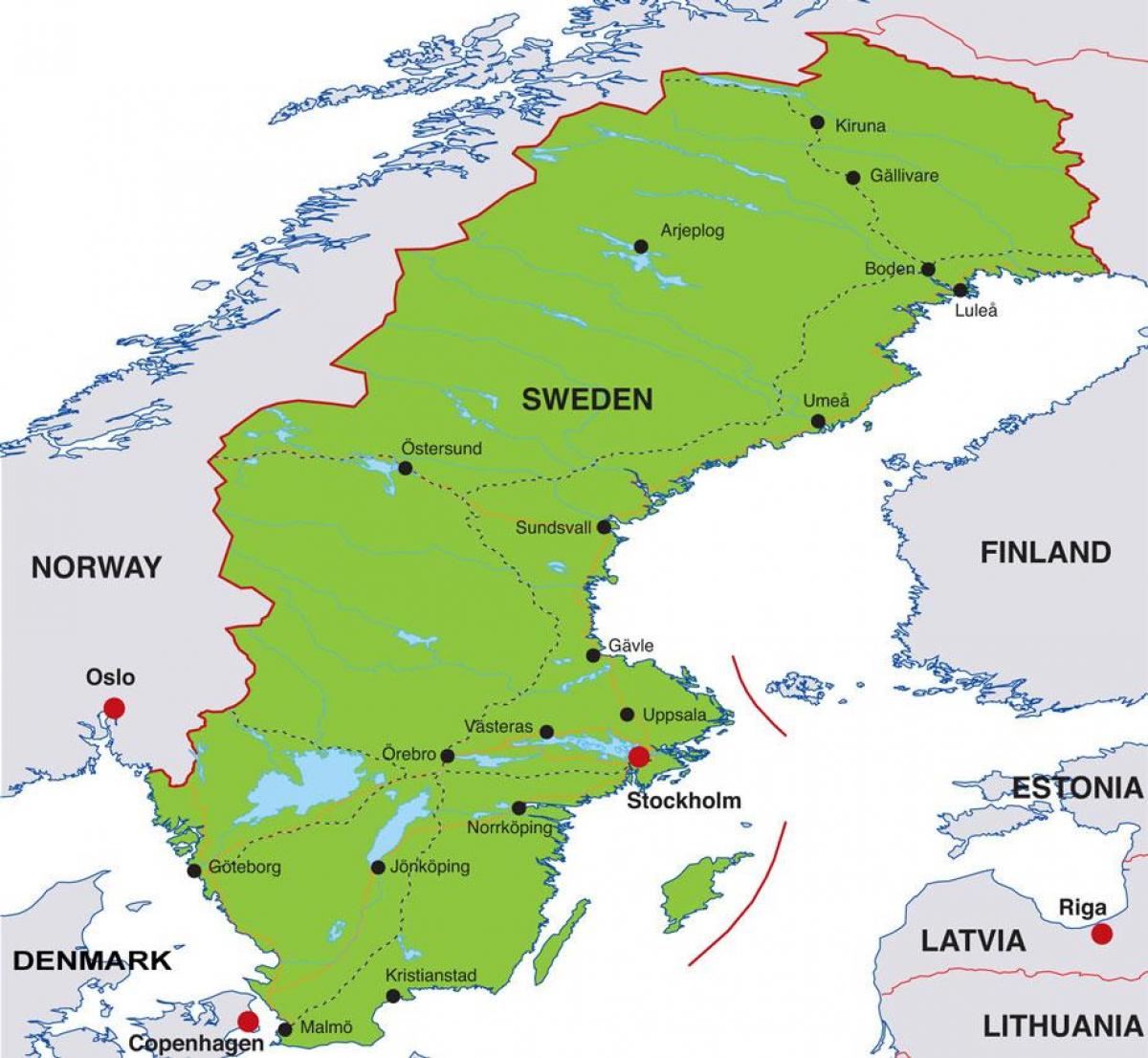 capital da Suécia mapa