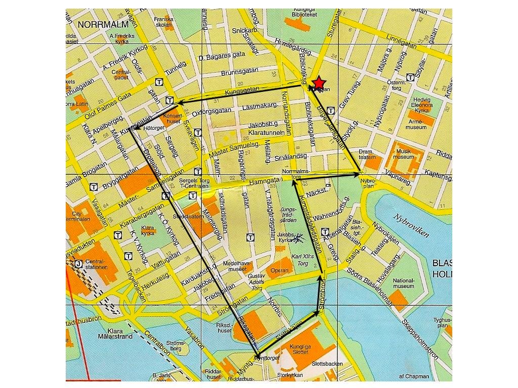 passeio a pé mapa de Estocolmo