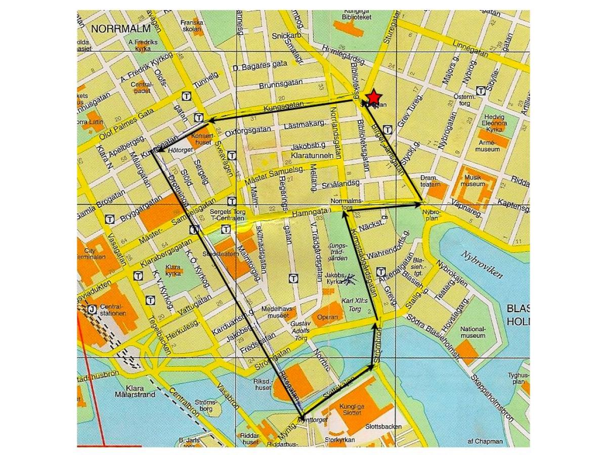 passeio a pé mapa de Estocolmo