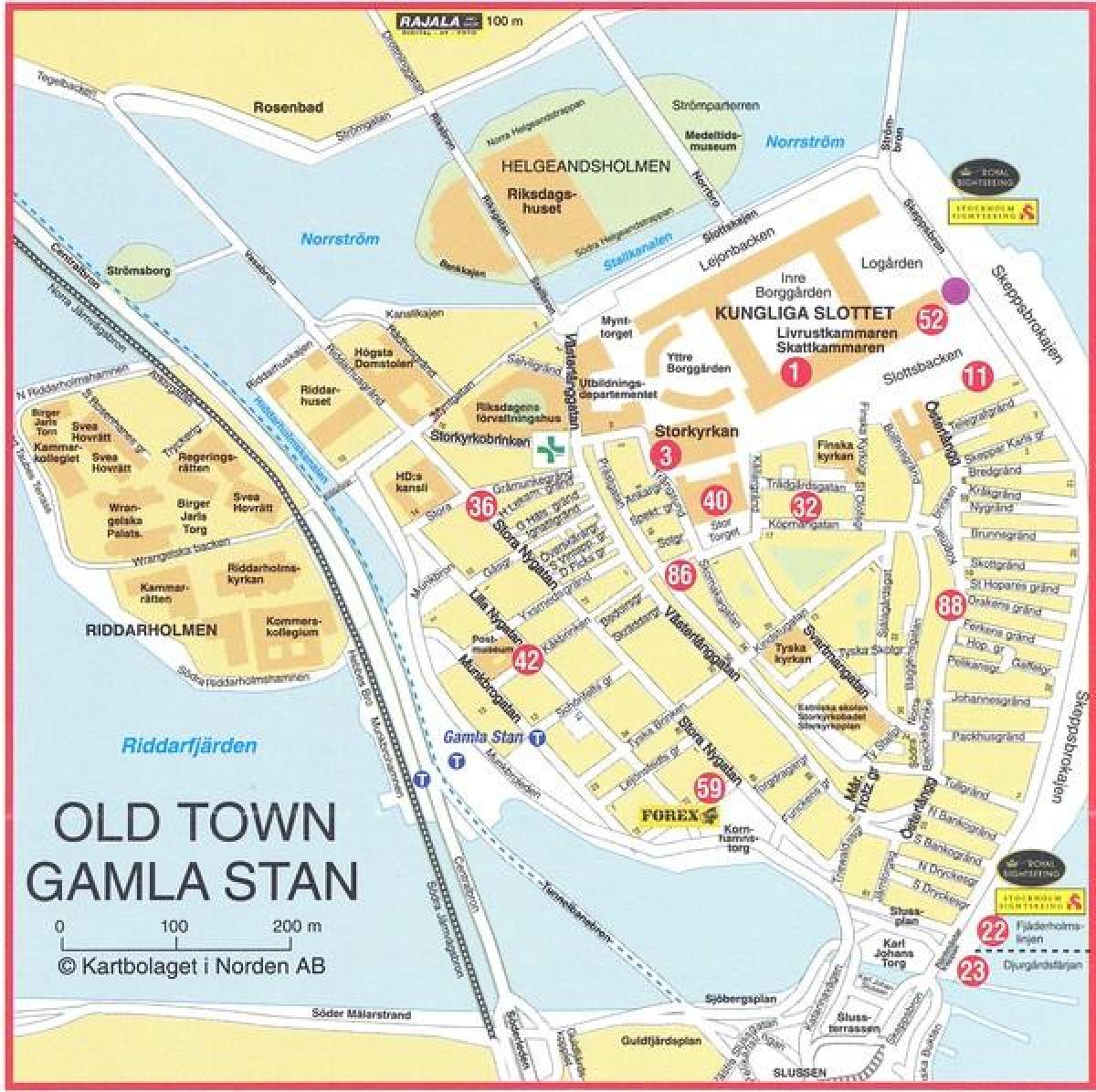 mapa da cidade velha de Estocolmo, Suécia