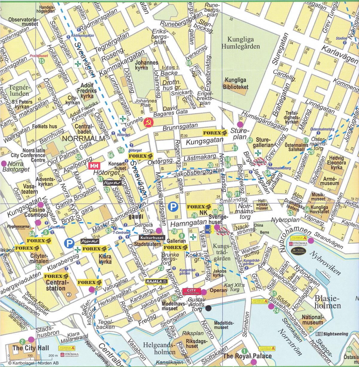 mapa do centro da cidade de Estocolmo