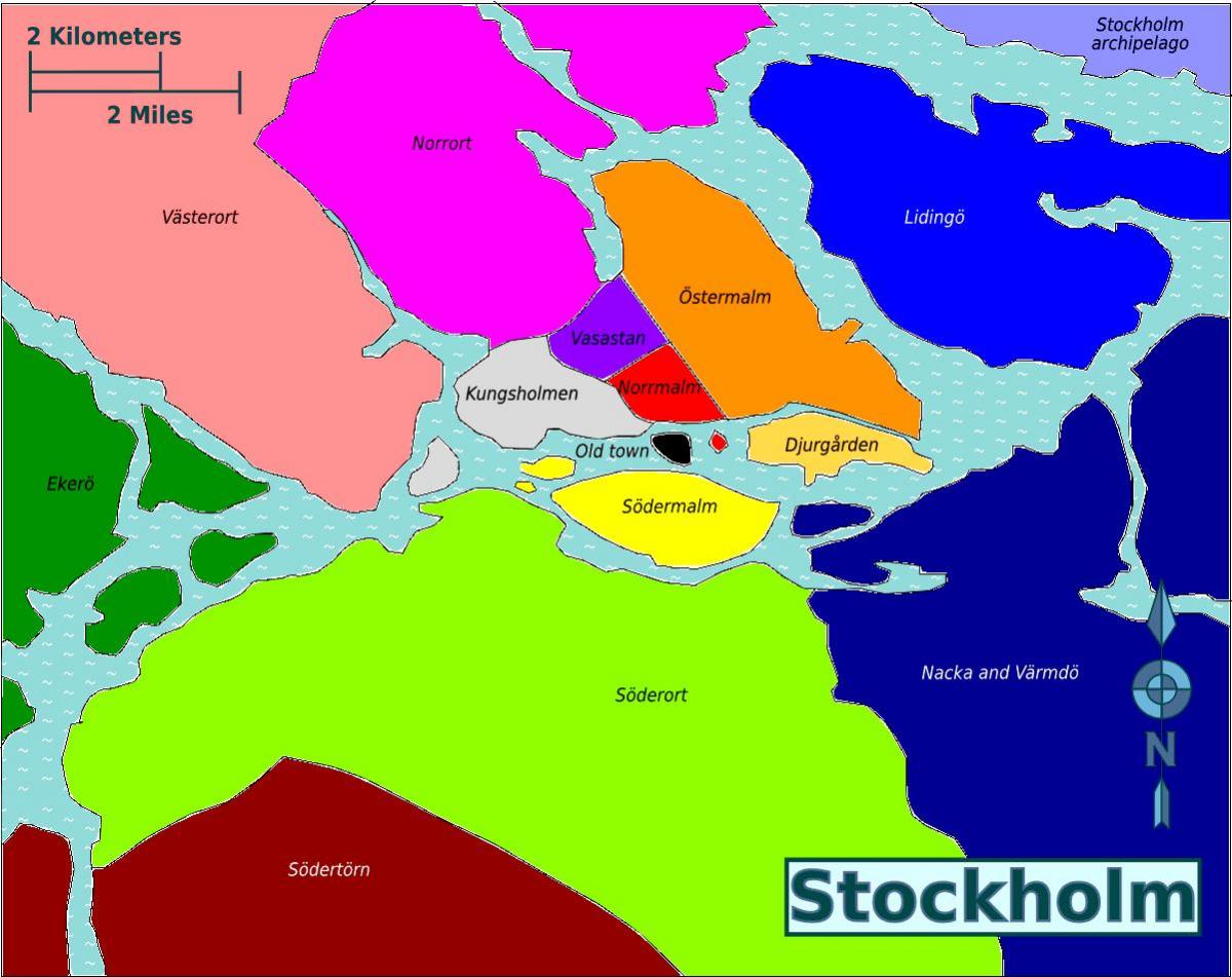 mapa de Estocolmo distritos