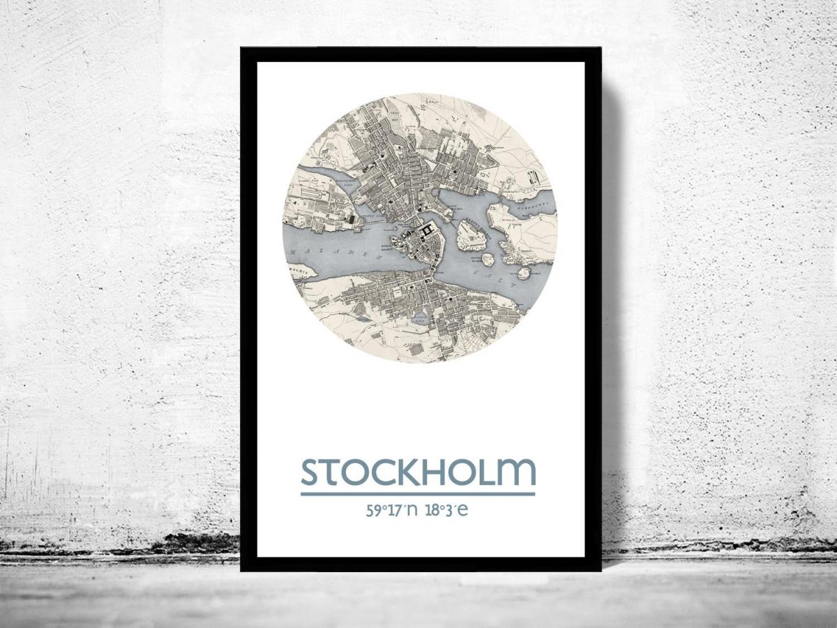 mapa de Estocolmo mapa cartaz