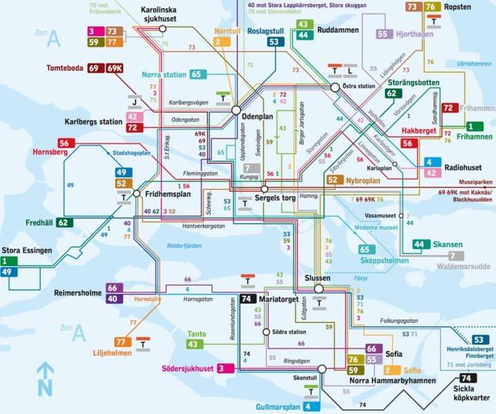 Estocolmo linhas de ônibus mapa