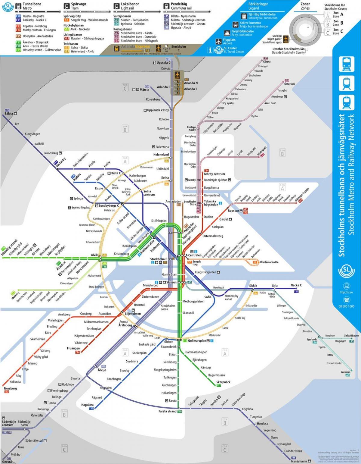 mapa de transporte público de Estocolmo
