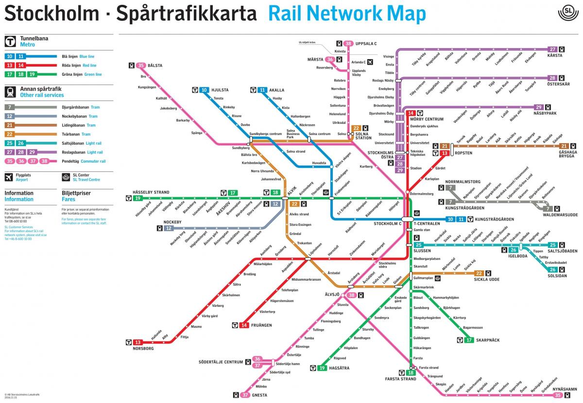 Estocolmo rede ferroviária mapa