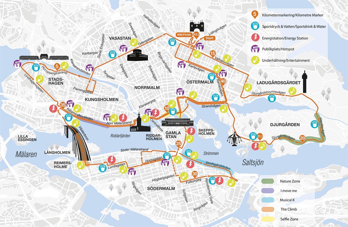 mapa de Estocolmo maratona