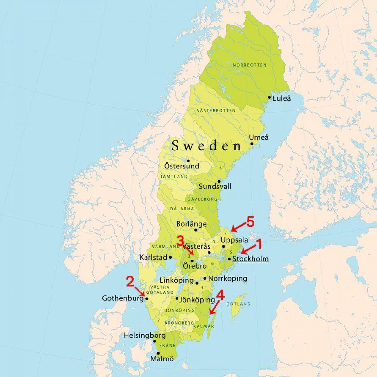 mapa de Estocolmo praias