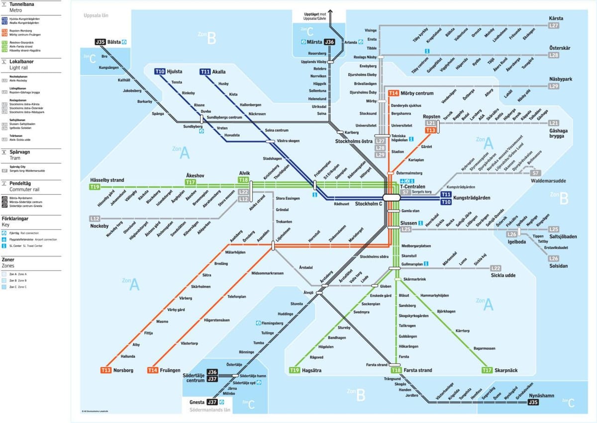 mapa de Estocolmo de trânsito