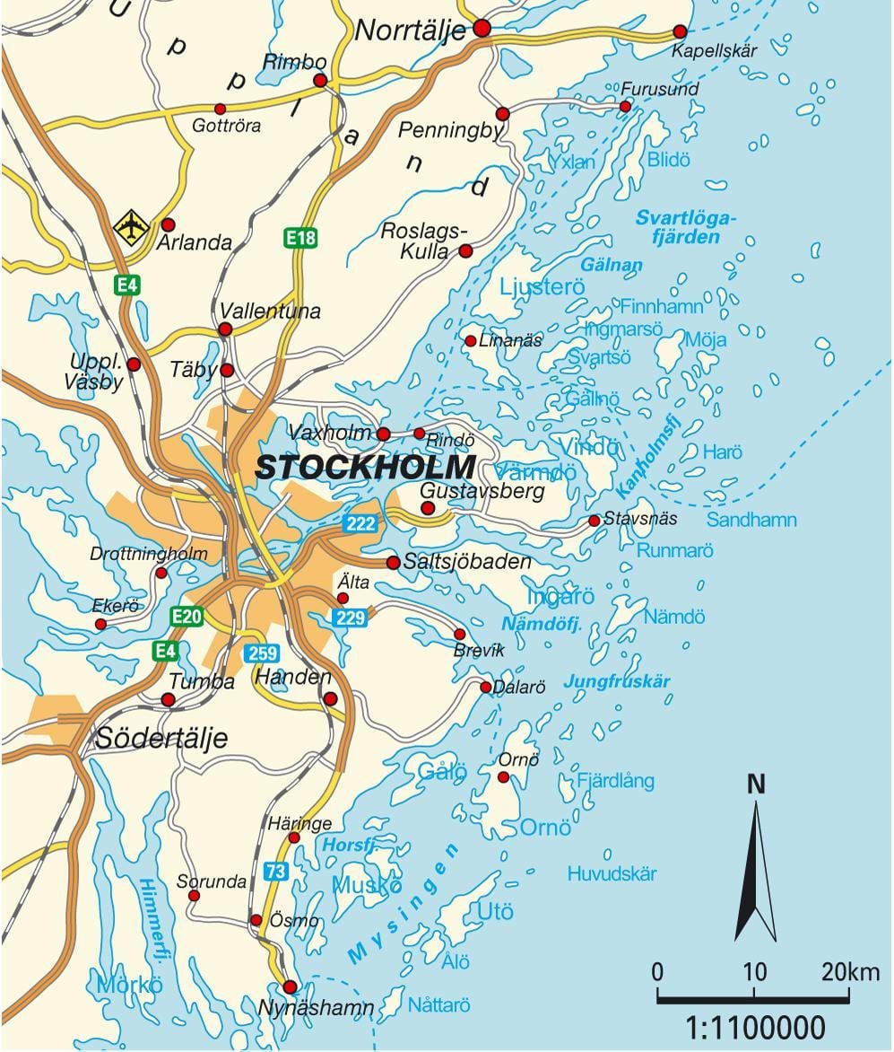 Estocolmo, Suécia mapa da cidade