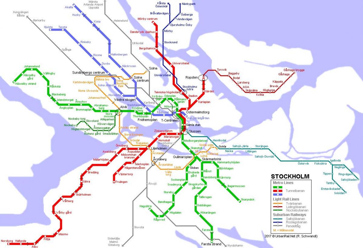 mapa do metrô de Estocolmo