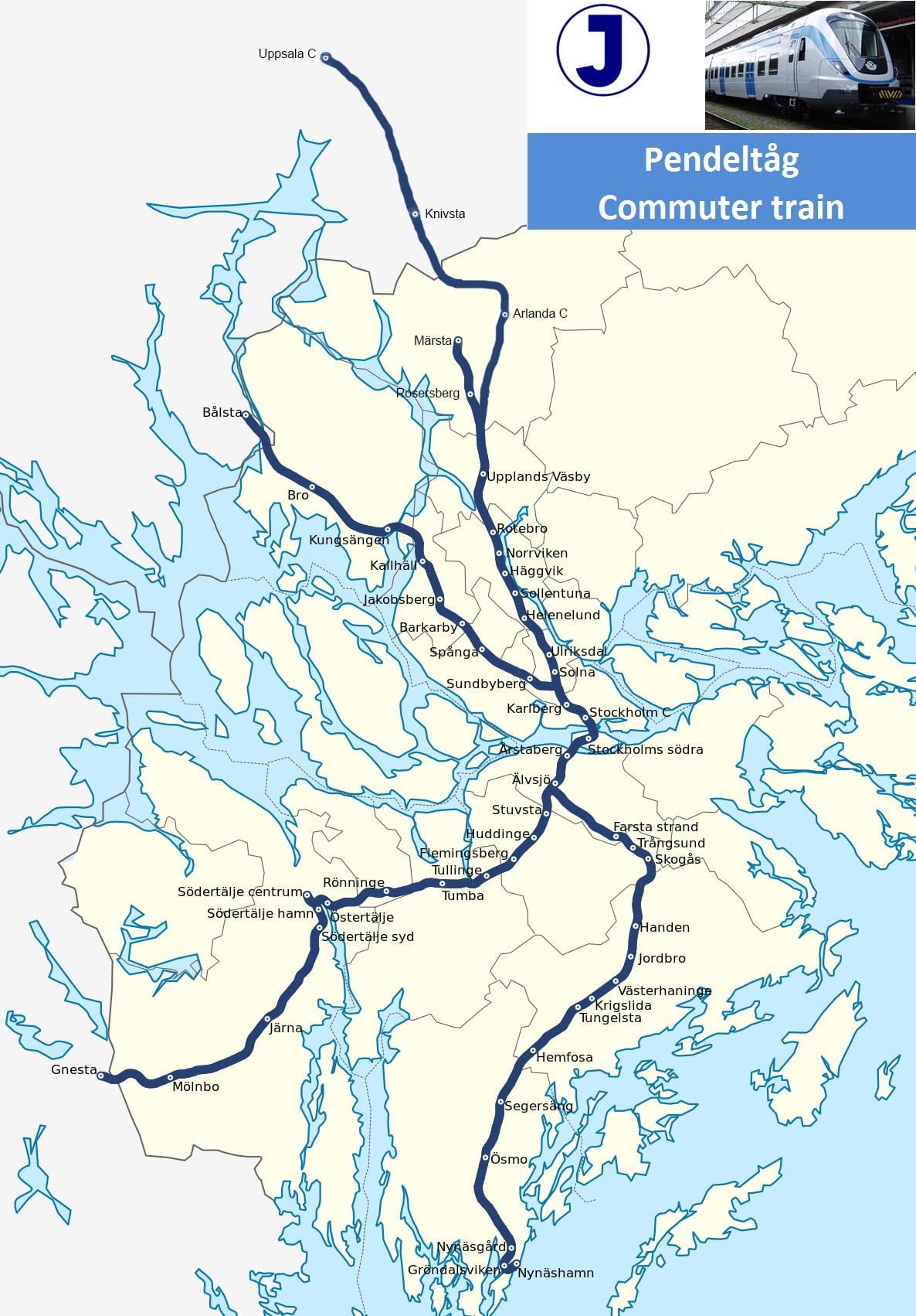 Estocolmo pendeltag mapa