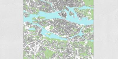 Mapa de Estocolmo mapa de impressão
