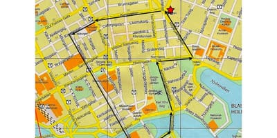 Passeio a pé mapa de Estocolmo