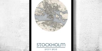 Mapa de Estocolmo mapa cartaz