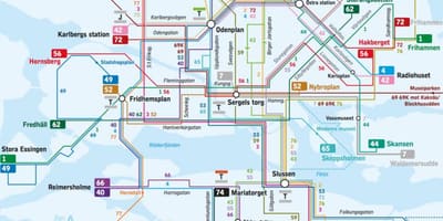 Estocolmo linhas de ônibus mapa
