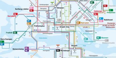 Estocolmo linhas de ônibus mapa