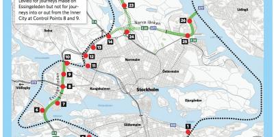 Mapa de Estocolmo taxa de congestionamento