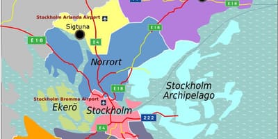 Mapa de Estocolmo, na Suécia, área de