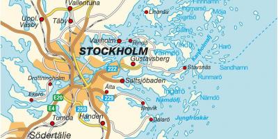 Mapa de Estocolmo, na Suécia, área de