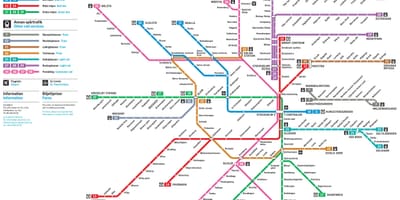 Mapa do metrô em Estocolmo