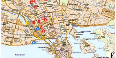 Mapa turístico Estocolmo, Suécia